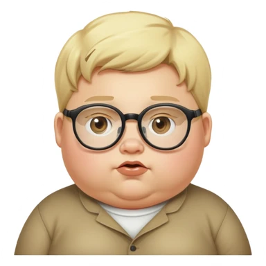 A really really fat blonde kid with glasses sticker