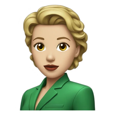 Scarlet Johansson with green suit sticker
