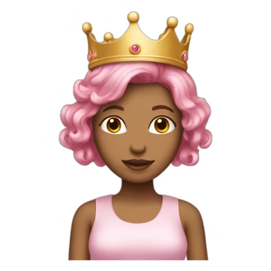 Tan girl with pink Bob hair and a crown on sticker