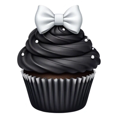 Black cupcake with white bow sticker