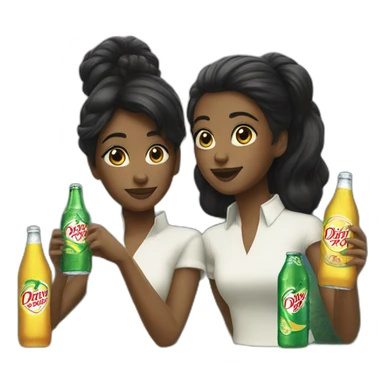 A black girl and black hair in a bun drinking Canada Dry sticker