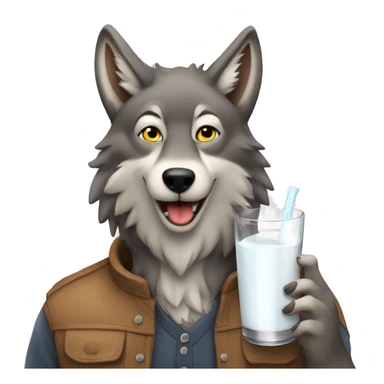 wolf with having glass of milk and add the name" "Manan" sticker