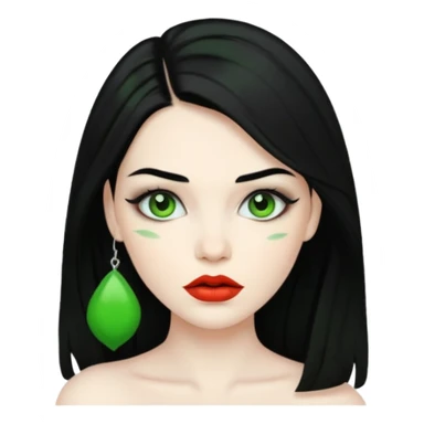 woman with greenl ips sticker