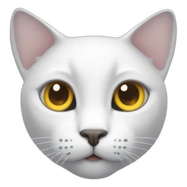 White cat with grey spot on top of head and yellow eyes sticker