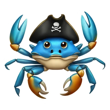 Blue Crab wearing pirate hat sticker