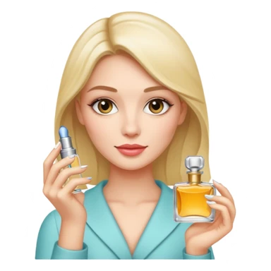 Full body pretty woman holding mini perfume sticker