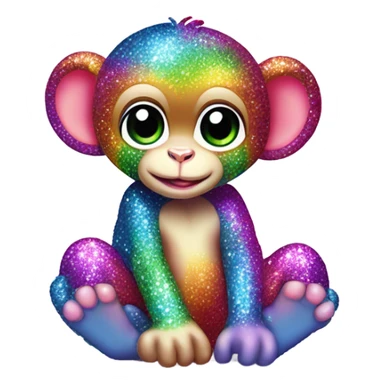 Lisa frank sparkly rainbow baby monkey with heart sticker