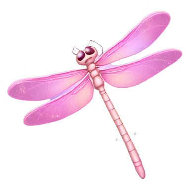 Dragonfly "A pastel pink dragonfly with glowing, translucent wings, intricate sparkling patterns, and a magical light trail as it flies." sticker