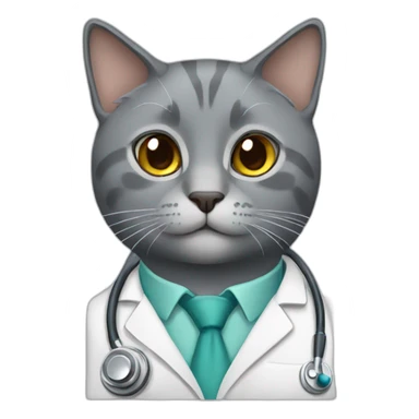 grey cat look like doctor sticker