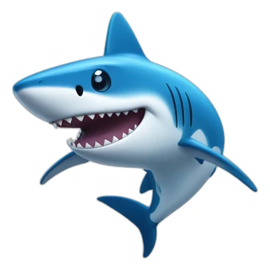 happy shark celebrating blue and white sticker