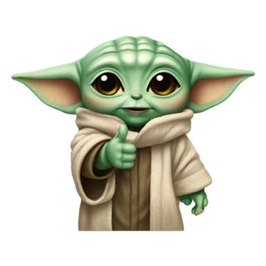 baby yoda shows hypertrophied thumb up sticker