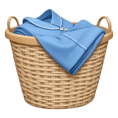 white LAUNDRY BASKET WITH FOLDED blue CLOTHES sticker