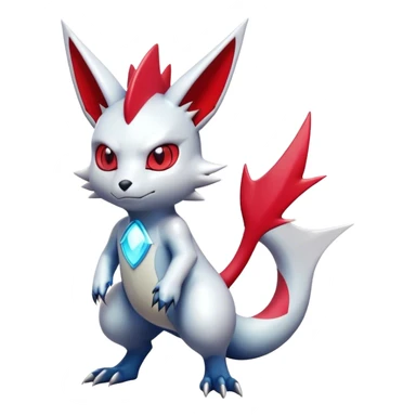 Cute Cool Edgy Shiny Futuristic Ethereal Legendary Digimon-Sneasel-Zangoose-hybrid full body sticker