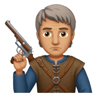 medieval man holding gun sticker