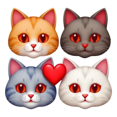 four cats on valentine's day sticker