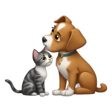 Dog kissing cat sticker