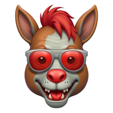 Zombie donkey with sun glasses and red hair and joker nose hungry  sticker