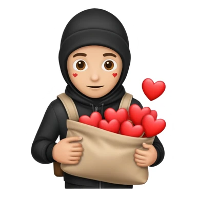 Burglar with bag of hearts  sticker