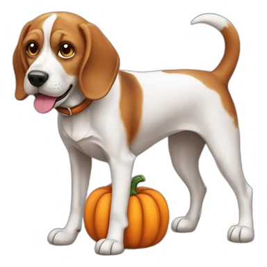 old beagle dog with pumpkin sticker