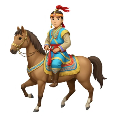 mongolian man on horse full body sticker