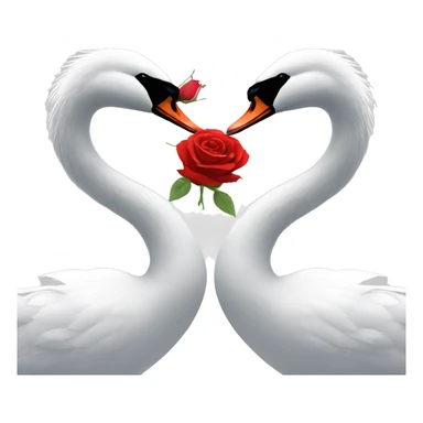 Swans facing each other with a rose in the middle  sticker