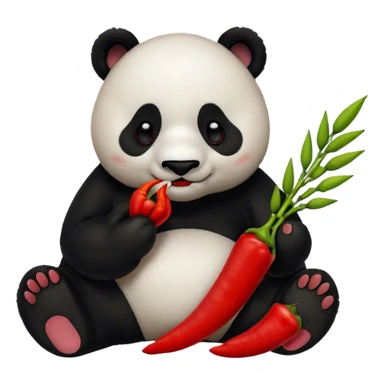 a panda eating spicy food sticker