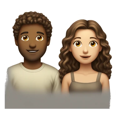 Girl with long straight brown hair next to guy  with short curly brown hair sticker