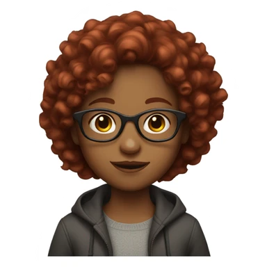 girl with curly dark red hair in glasses  sticker