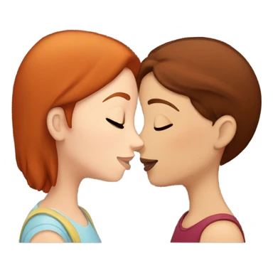 Redhead girl kissing brunette girl on the forehead sticker