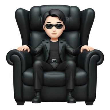 Matrix trinity black leather full body sit on a leather armchair sticker