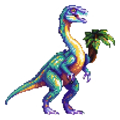 Colorful velociraptor with detailed scales and feathers sticker