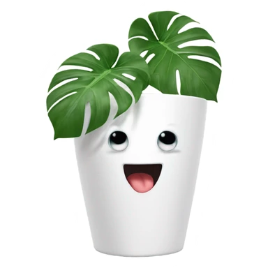 Monstera in a white pot, dancing to music sticker