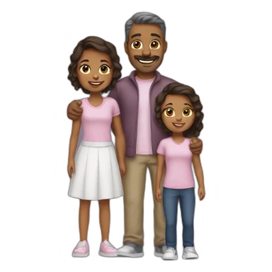 family dad two daughters sticker