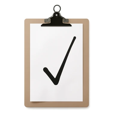 Make the background transparent, keep the realistic clipboard with a single checkmark unchanged. sticker