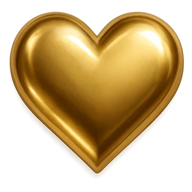 heart icon with a metallic gold finish, digital illustration sticker