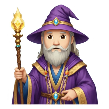 wizard holding glowing staff. sticker