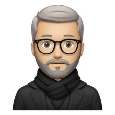 gray scarf male  beard hair with suit glasses sticker