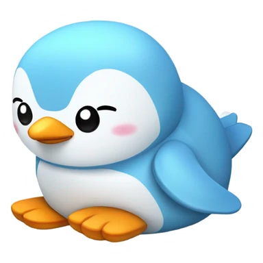 light blue penguin plush closed eyes laying down sticker