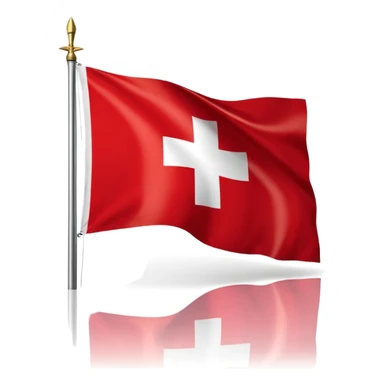 Apple iOS emoji style, drapeau savoyard, carré aux coins arrondis, fond rouge vif légèrement dégradé, croix blanche épaisse parfaitement centrée, rendu lisse et propre, léger effet glossy iOS, contraste élevé, design minimaliste, lisible en petite taille, fond transparent, haute résolution. sticker