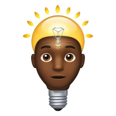 Black male head shaped like lightbulb  sticker