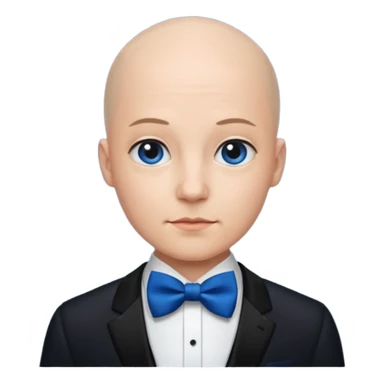 Bald with blue bow tie, midnight balck dress. sticker