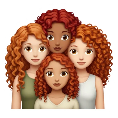 3 girls stacked ontop of eachother one of them have red curly hair the other has long brown hair and the other has long brown and blonde hair sticker