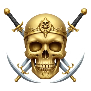 gold skull with swords sticker