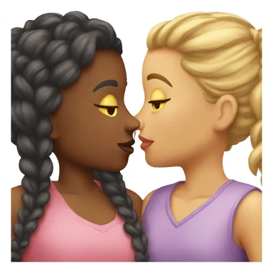 two girls given a kiss sticker
