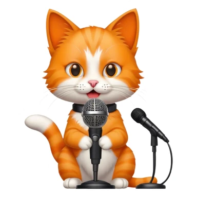 cat giving a speech with a microphone sticker