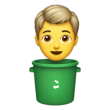 a person with short hair in a trash can sticker