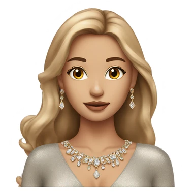 Beautiful model with light brown hair and jewellery on and sparkly top  sticker