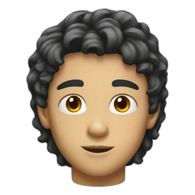 a teenage boy with black hair, short and a little wavy. we see only the head of the emoji sticker