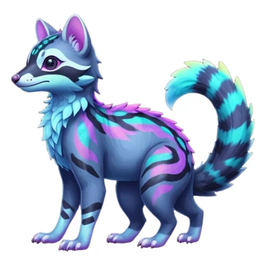 Colorful neon tropical exotic cute cool beautiful shiny beautiful fantasy-civet-genet-sergal-vernid-Gryphon-Cacomistle-Trico-oncilla-animal-Fakémon-hybrid-fursona (full body) sticker