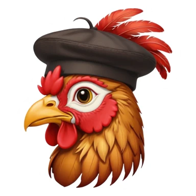 rooster wearing beret sticker